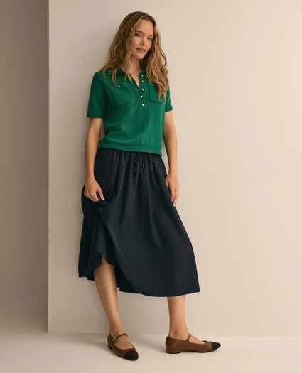 Cotton Short-Sleeve Polo Sweater, image 2