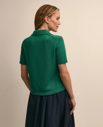 Cotton Short-Sleeve Polo Sweater, image 4