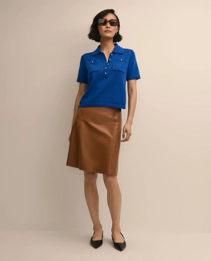 Cotton Short-Sleeve Polo Sweater, image 2