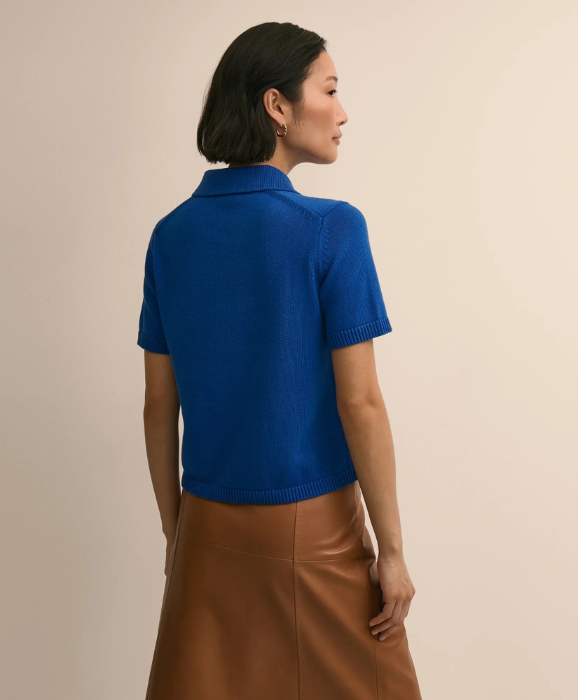 Cotton Short-Sleeve Polo Sweater, image 4
