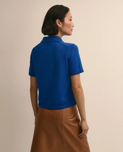 Cotton Short-Sleeve Polo Sweater, image 4