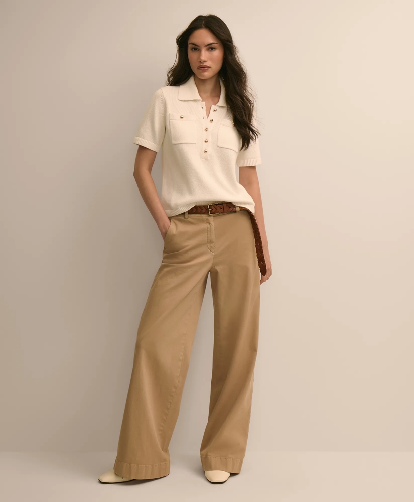 Cotton Short-Sleeve Polo Sweater, image 2