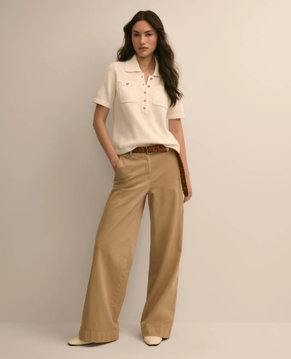 Cotton Short-Sleeve Polo Sweater, image 2