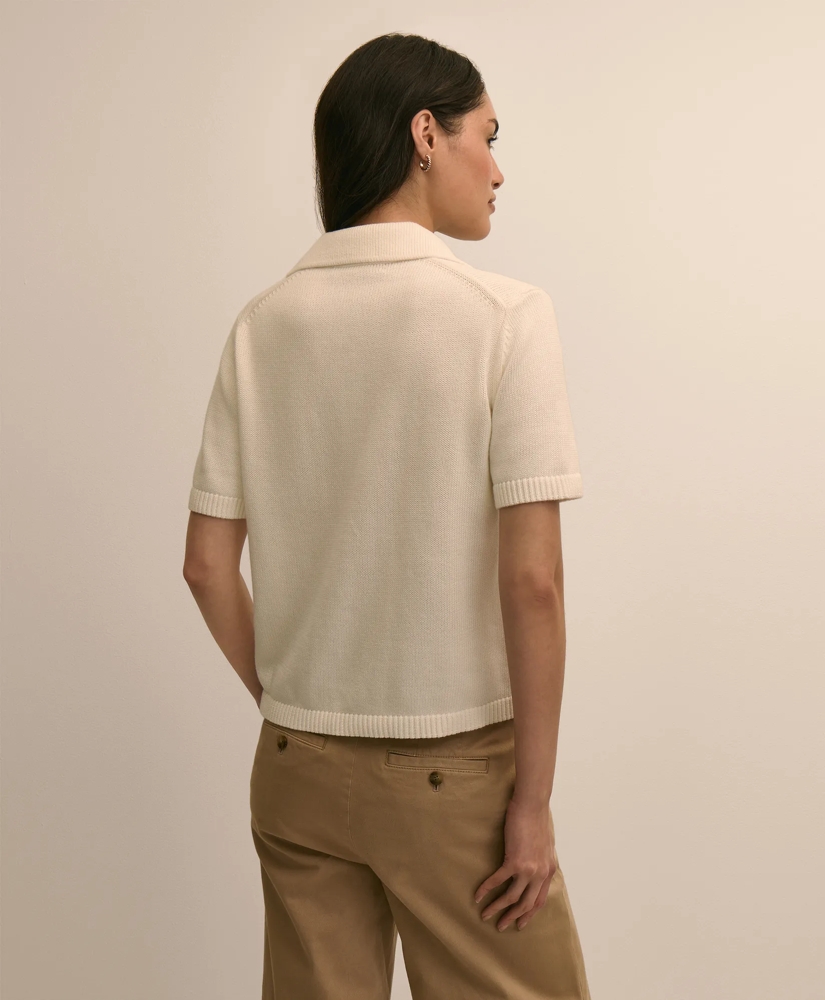 Cotton Short-Sleeve Polo Sweater, image 4