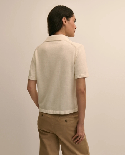Cotton Short-Sleeve Polo Sweater, image 4