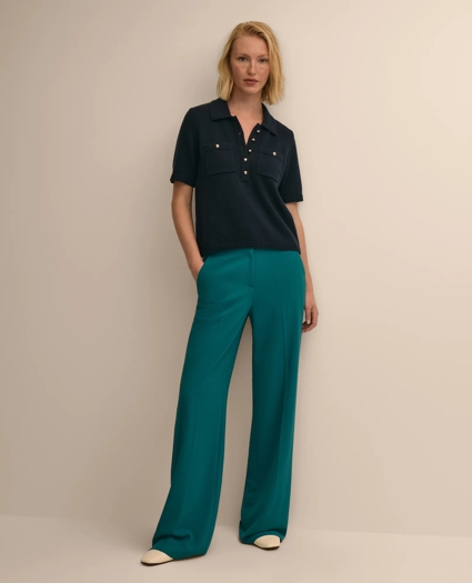 Cotton Short-Sleeve Polo Sweater, image 2