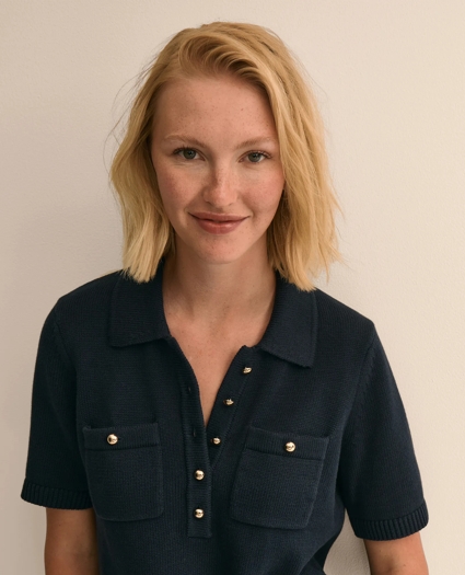 Cotton Short-Sleeve Polo Sweater, image 3