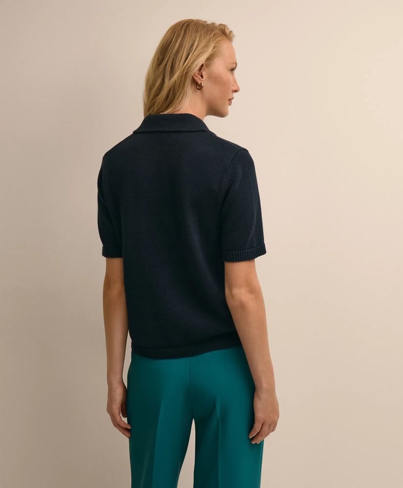 Cotton Short-Sleeve Polo Sweater, image 4