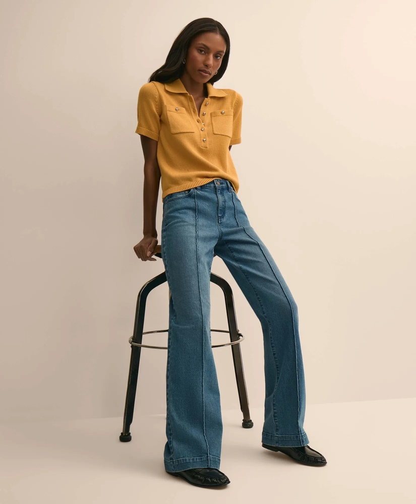 Cotton Short-Sleeve Polo Sweater, image 3