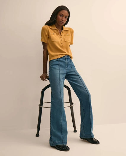 Cotton Short-Sleeve Polo Sweater, image 3