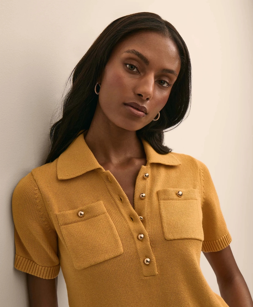 Cotton Short-Sleeve Polo Sweater, image 4