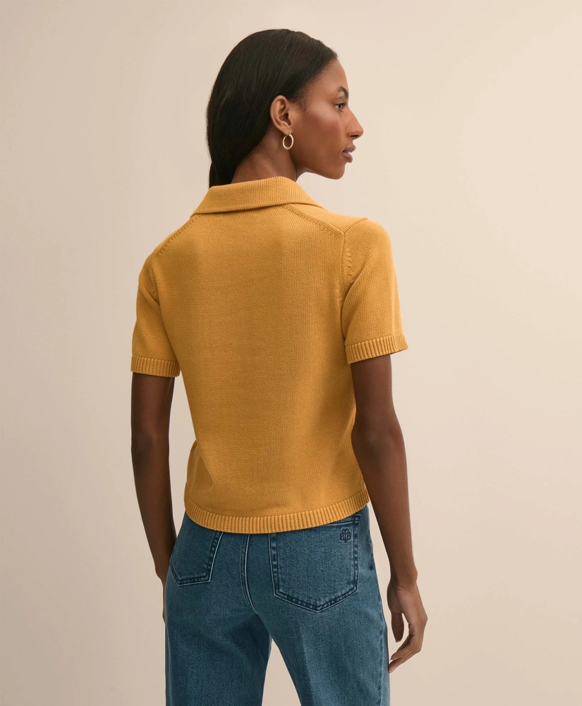 Cotton Short-Sleeve Polo Sweater, image 5