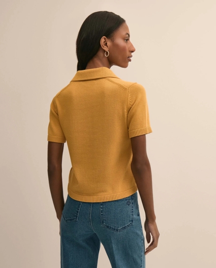 Cotton Short-Sleeve Polo Sweater, image 5