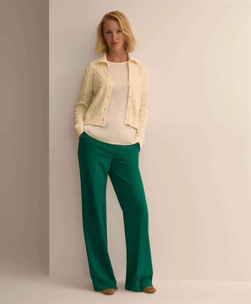 Cropped Cotton Cable-Knit Polo Cardigan, image 2