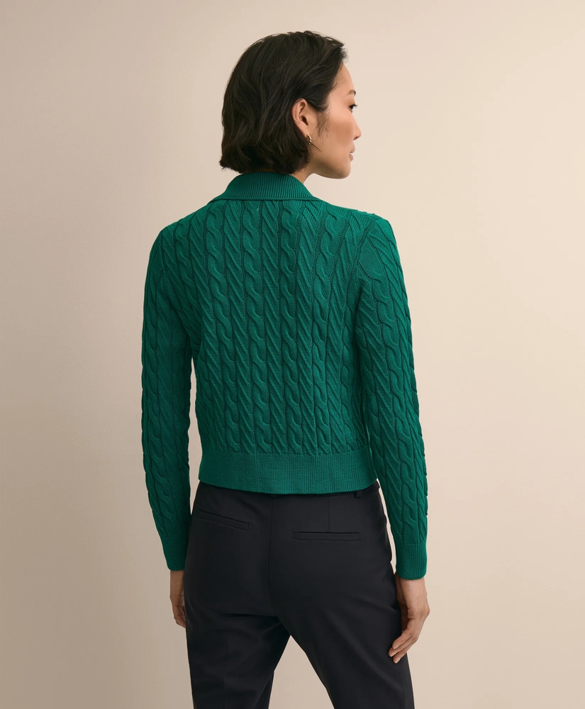 Cropped Cotton Cable-Knit Polo Cardigan, image 4