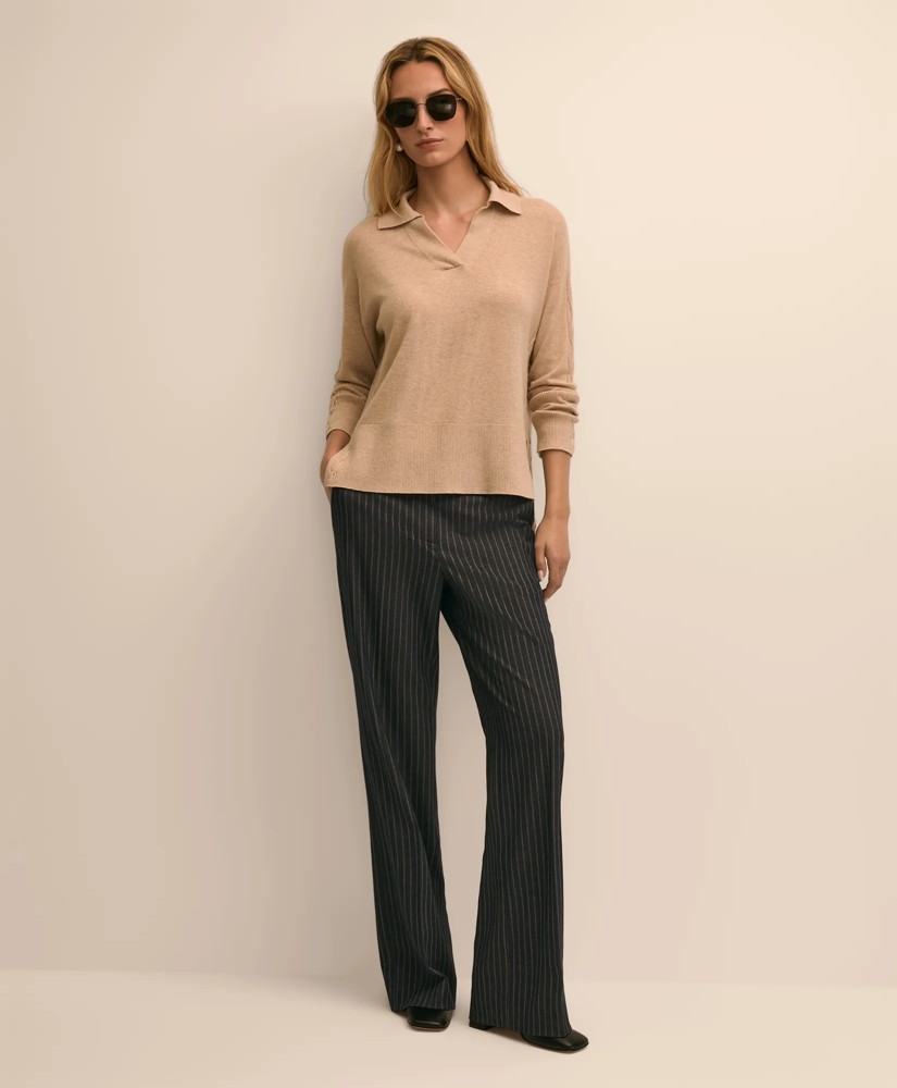 Wool Cashmere Cable Johnny Collar Sweater, image 2