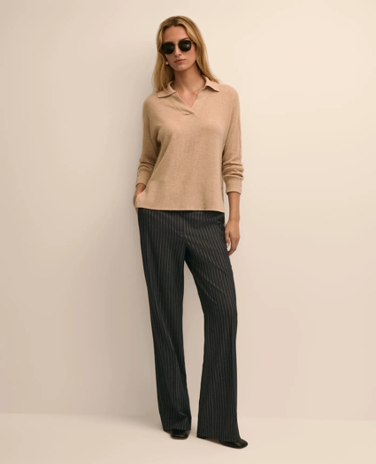 Wool Cashmere Cable Johnny Collar Sweater, image 2
