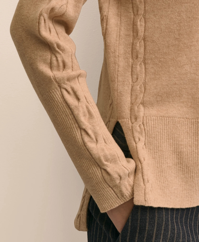 Wool Cashmere Cable Johnny Collar Sweater, image 3