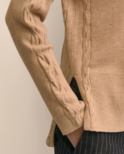 Wool Cashmere Cable Johnny Collar Sweater, image 3