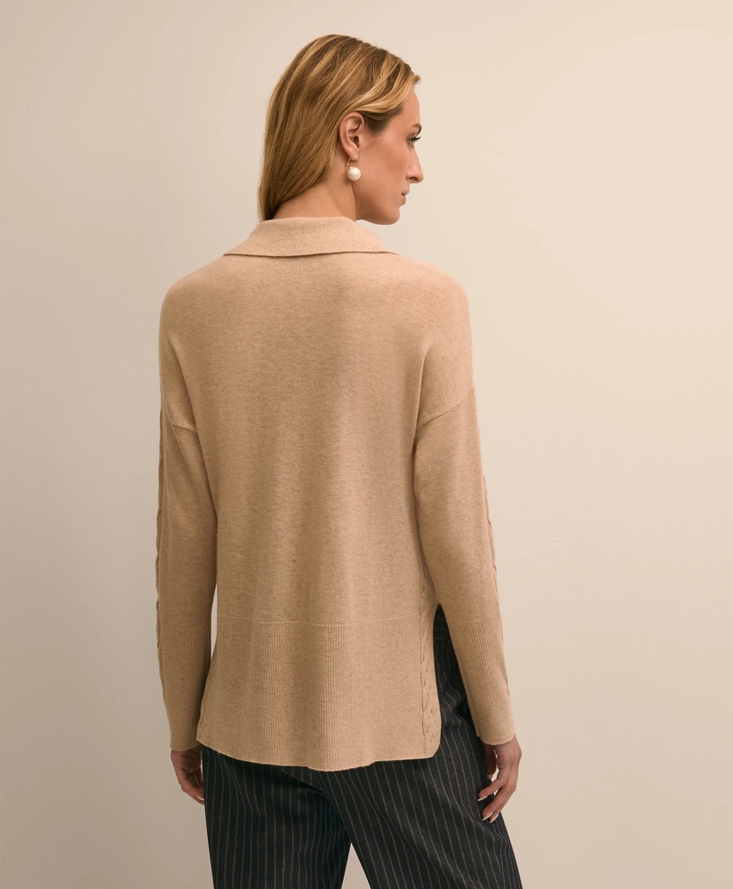 Wool Cashmere Cable Johnny Collar Sweater, image 4