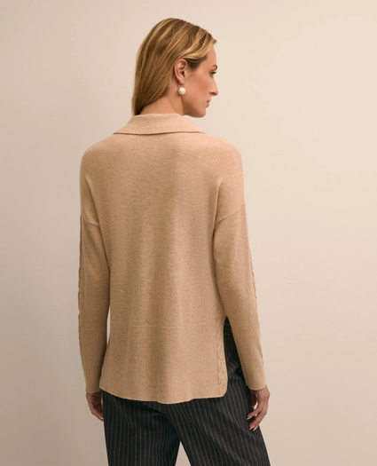 Wool Cashmere Cable Johnny Collar Sweater, image 4