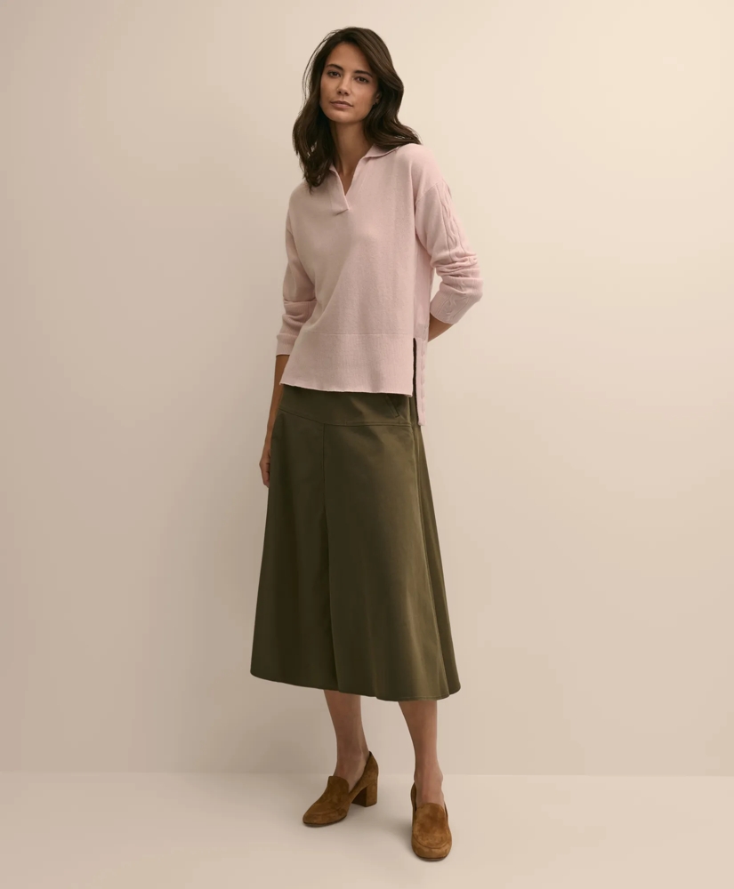 Wool Cashmere Cable Johnny Collar Sweater, image 2