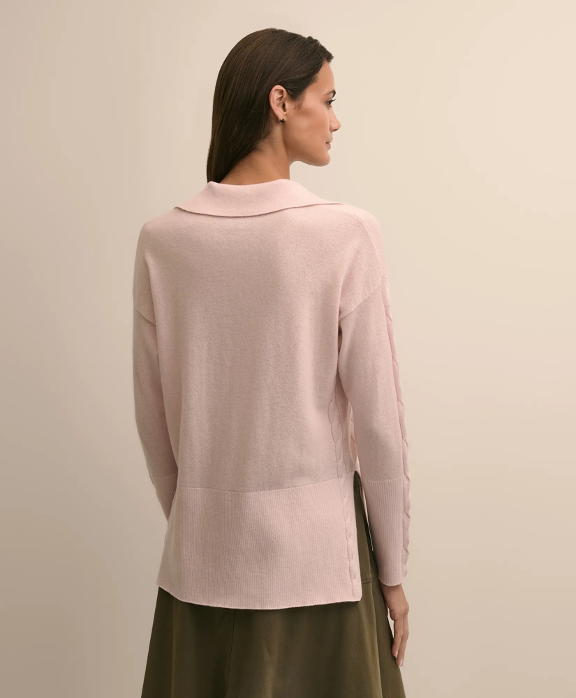 Wool Cashmere Cable Johnny Collar Sweater, image 4