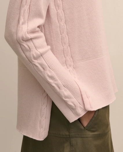 Wool Cashmere Cable Johnny Collar Sweater, image 5