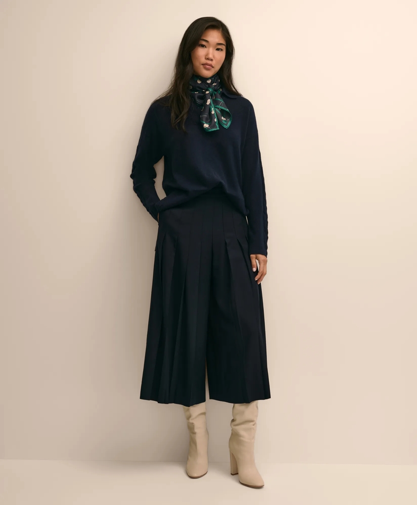 Wool Cashmere Cable Johnny Collar Sweater, image 2