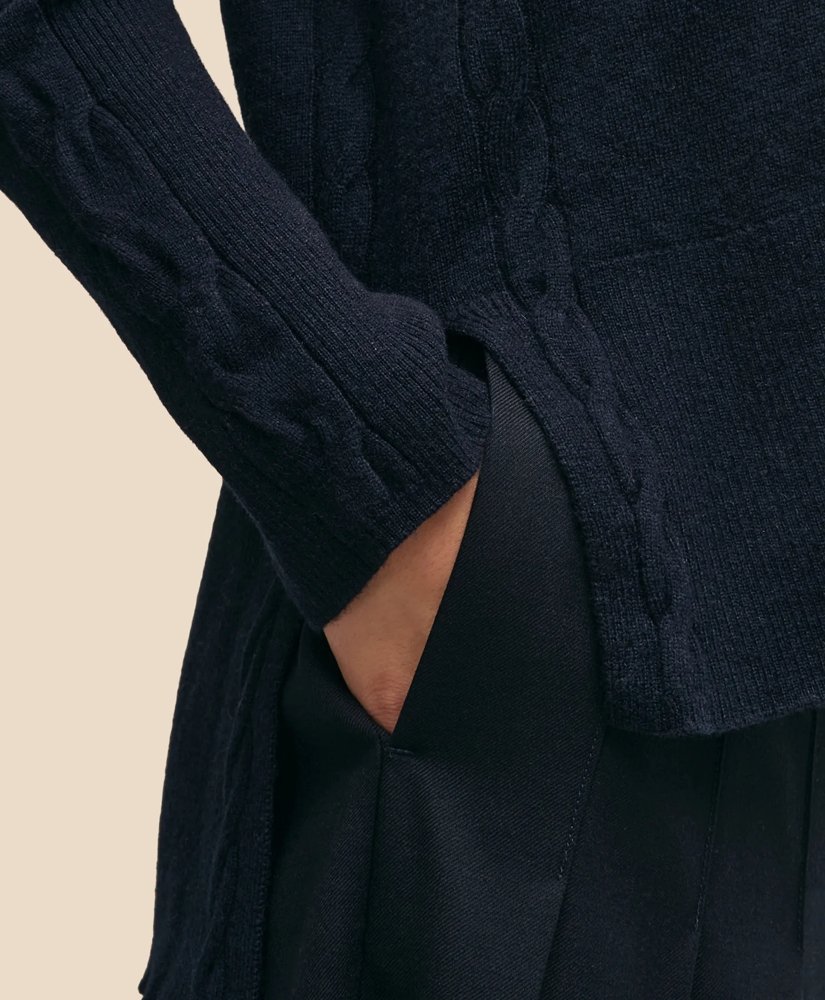 Wool Cashmere Cable Johnny Collar Sweater, image 4