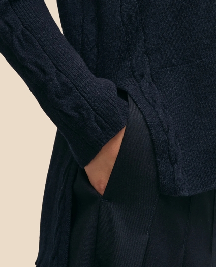 Wool Cashmere Cable Johnny Collar Sweater, image 4