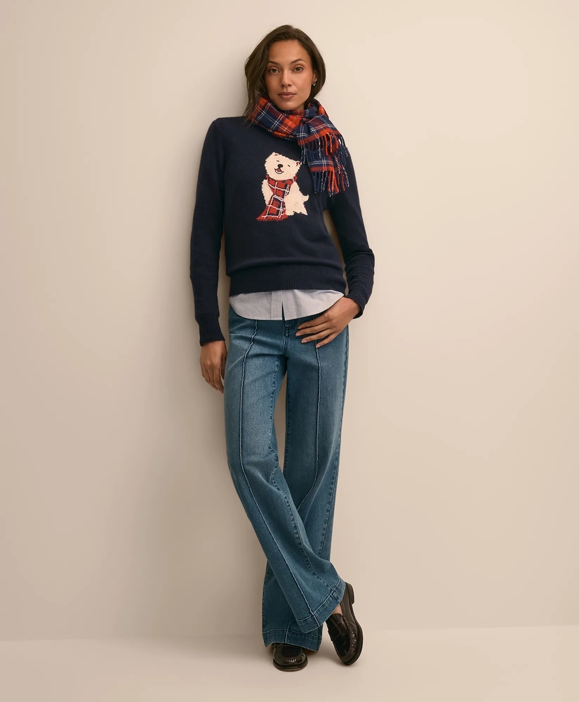 Wool-Cashmere Blend Westie Intarsia Sweater, image 2