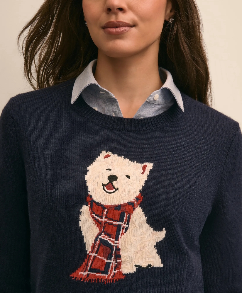 Wool-Cashmere Blend Westie Intarsia Sweater, image 3