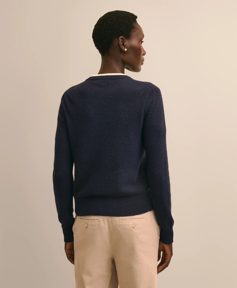 Wool-Cashmere Blend Embroidered-Holly Cardigan, image 4