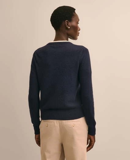 Wool-Cashmere Blend Embroidered-Holly Cardigan, image 4