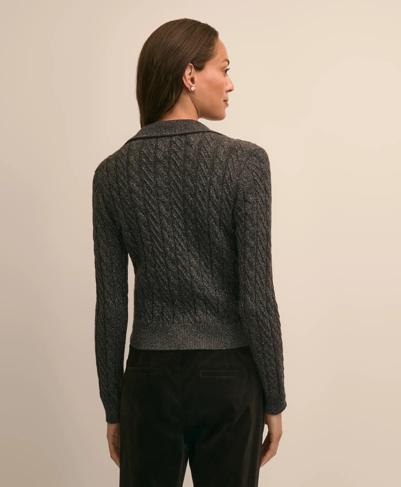 Wool-Cashmere-Blend Shimmer Johnny Collar Cardigan, image 4
