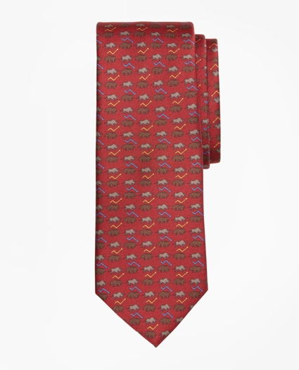 Bull and Bear Print Tie