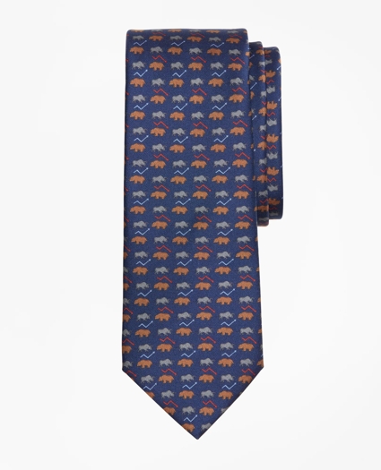 Bull and Bear Print Tie