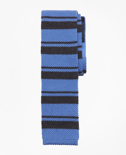 Square End Horizontal Stripe Knit Tie