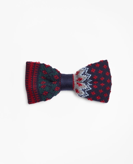 Fair Isle Pre-Tied Knit Bow Tie, image 1