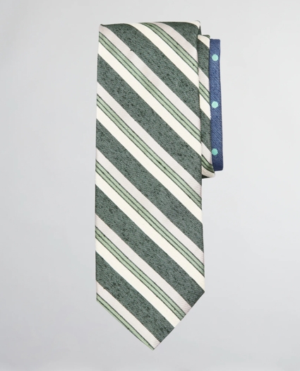 Silk and Linen Textured Variegated Stripe and Dot Tie, image 1
