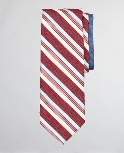 Silk and Linen Textured Variegated Stripe and Dot Tie, image 1