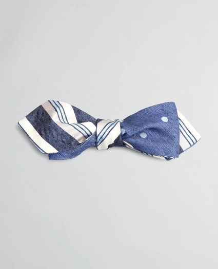 Textured Variegated Stripe and Dot Pointed End Bow Tie, image 1