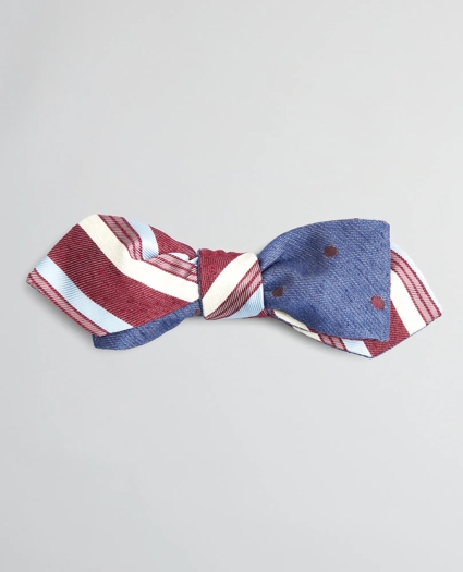 Textured Variegated Stripe and Dot Pointed End Bow Tie, image 1
