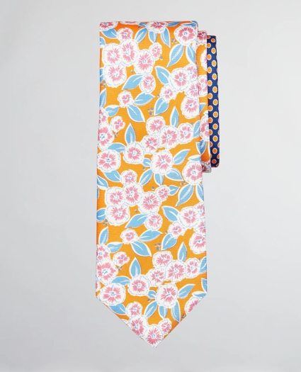 Floral with Dots Print Tie