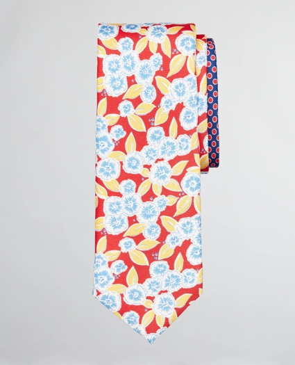 Floral with Dots Print Tie