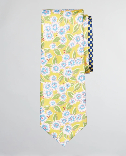 Floral with Dots Print Tie