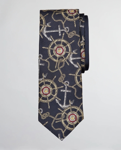 Limited Edition Archival Collection Nautical Motif Silk Tie