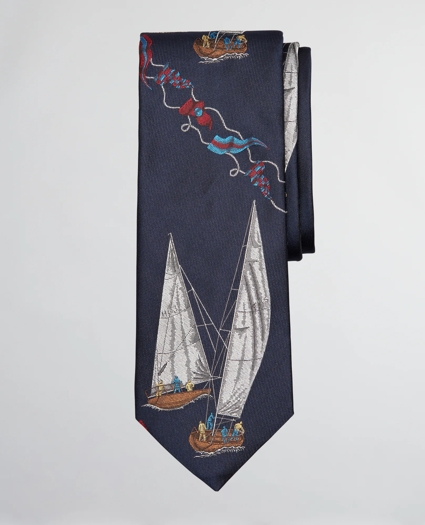 Limited Edition Archival Collection Sail Boat and Sail Flag Silk Tie