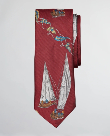 Limited Edition Archival Collection Sail Boat and Sail Flag Silk Tie